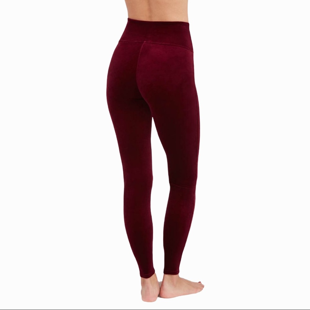 Spanx Velvet Leggings in Color Rich Burgundy - Picture 4 of 6